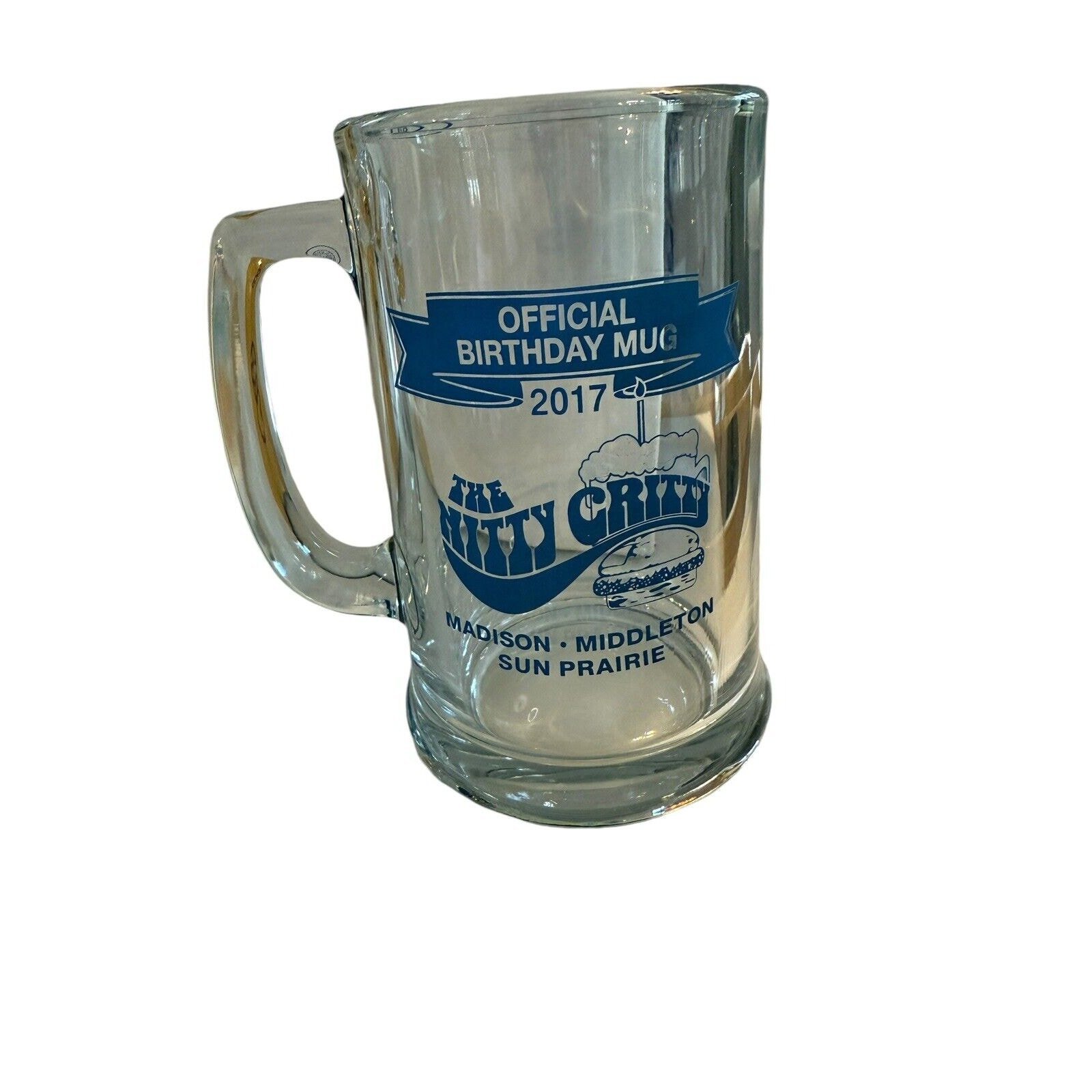 OFFICIAL 2017 THE NITTY GRITTY BIRTHDAY BEER MUG MADISON MIDDLETON WISCONSIN