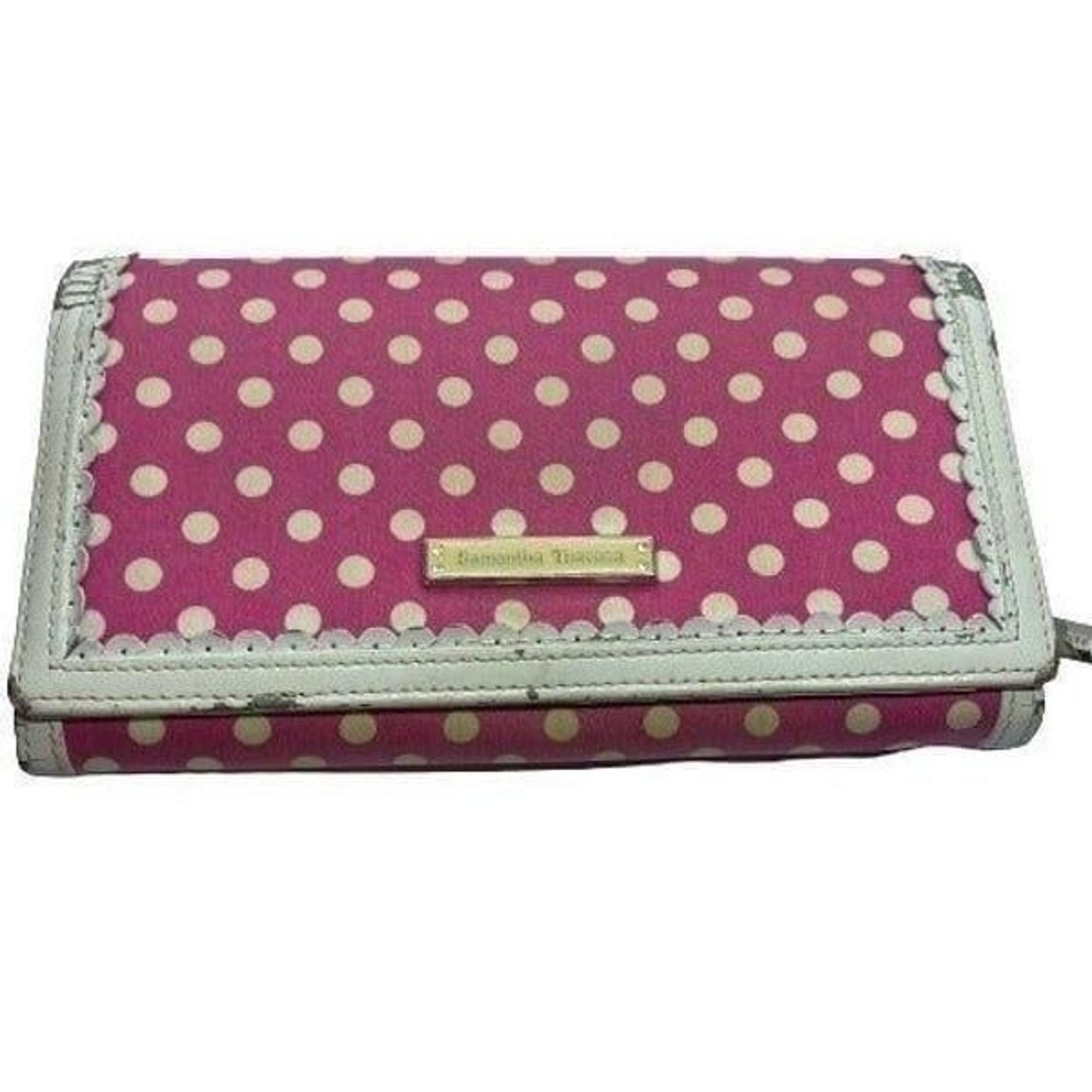 Samantha Thavasa Pink & White Polka Dot Long Wallet **FLAWS**