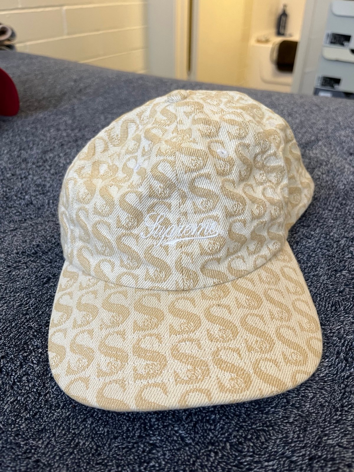 SUPREME HAT MONOGRAM DENIM 6-PANEL