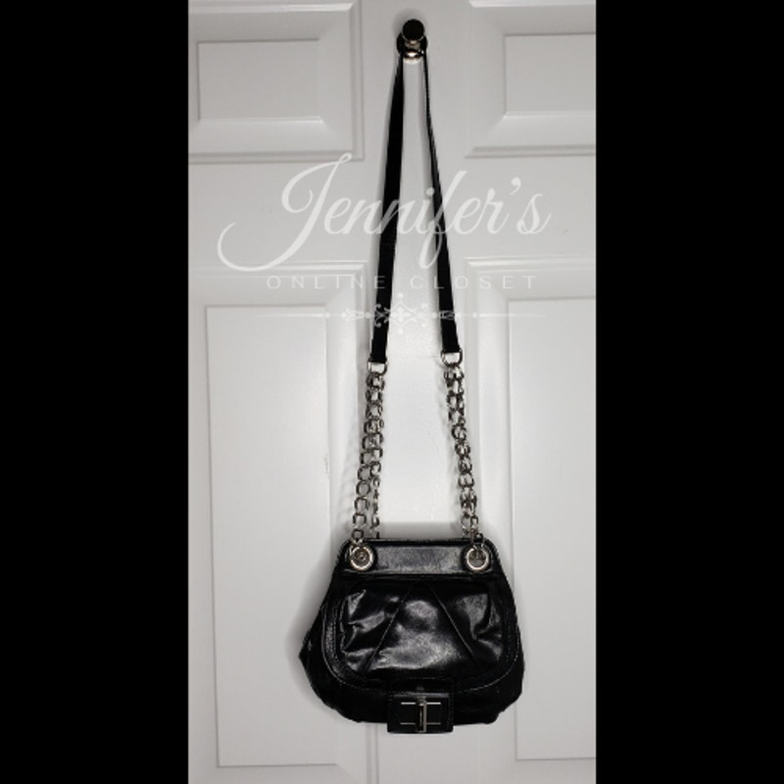 B. Makowsky Black Devon Flap Top Leather Turn Lock Crossbody