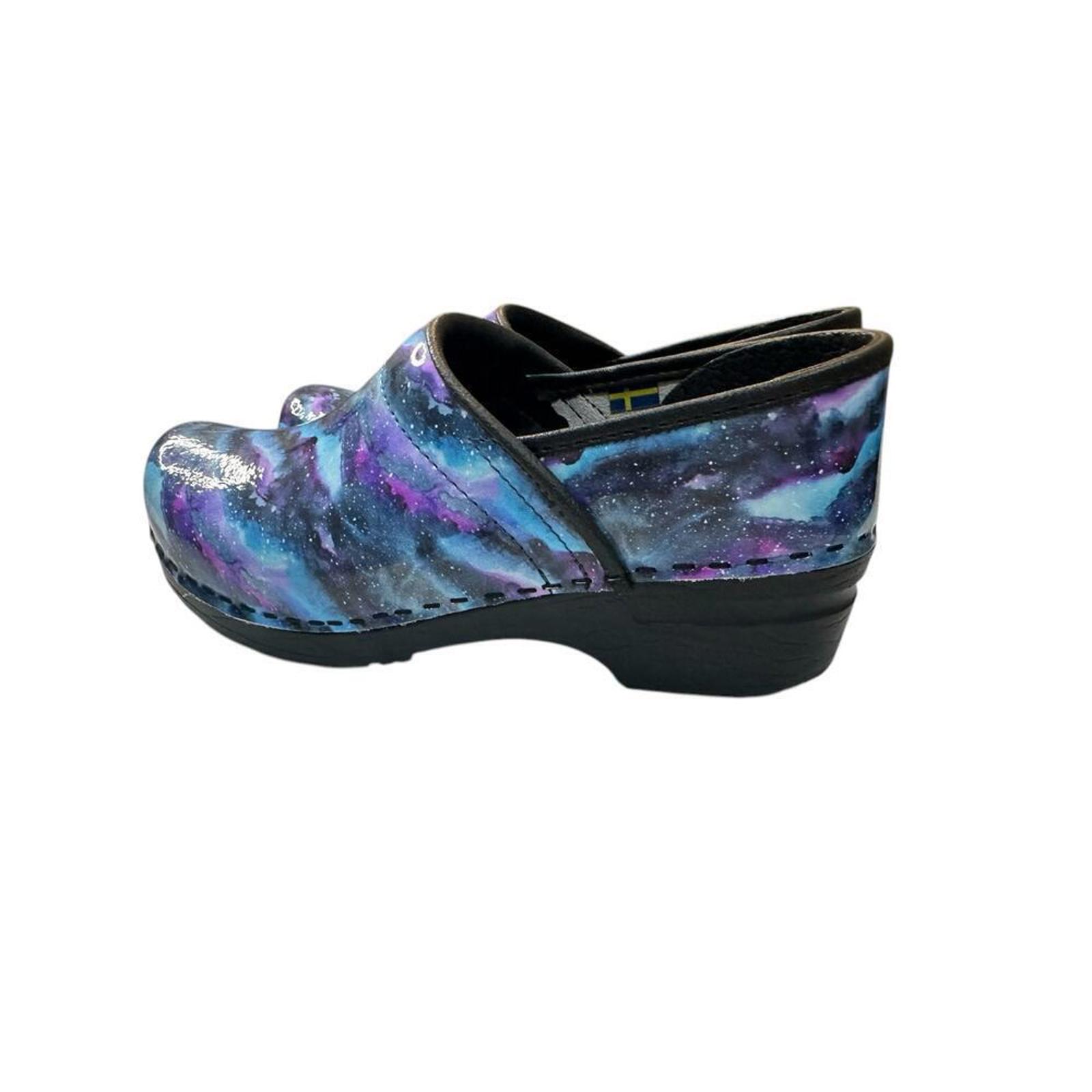 BJORK PROFESSIONAL Cosmos Leather Clogs Size 6.5 Multi Handmade Comfort NWOB