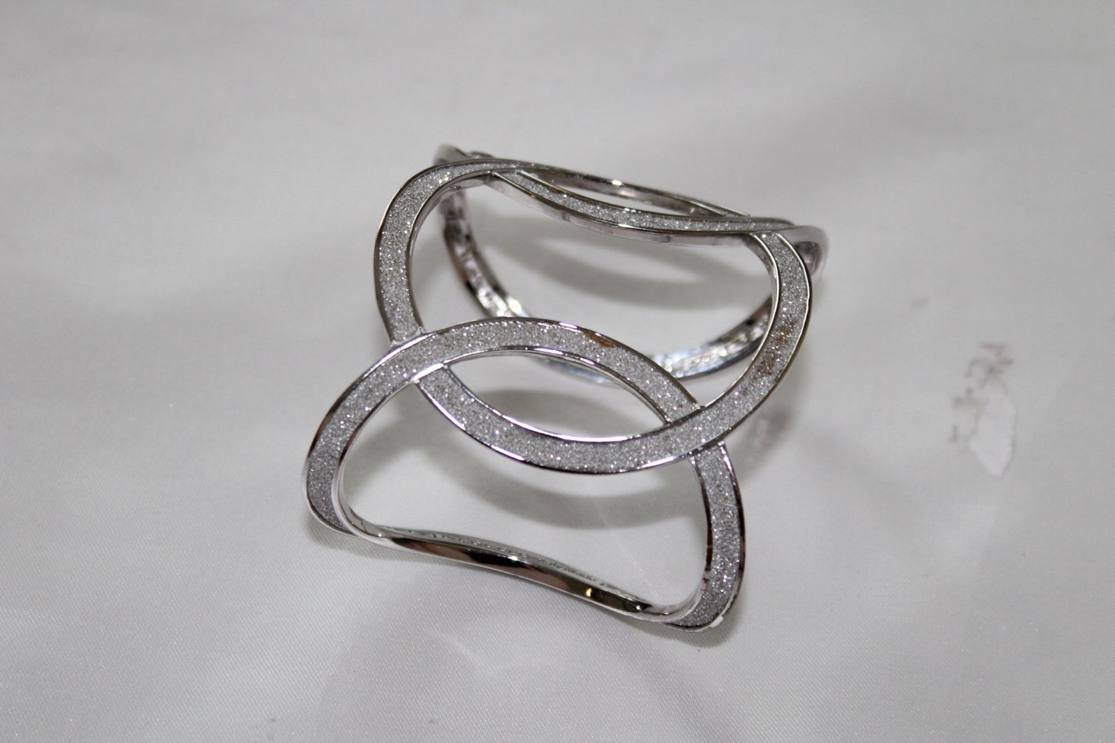 Rebecca Silver Glittery Cuff Bracelet