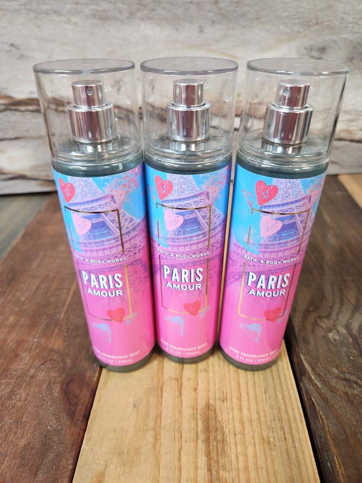3PK Bath & Body Works Paris Amour Fragrance Body Mist Spray 8oz