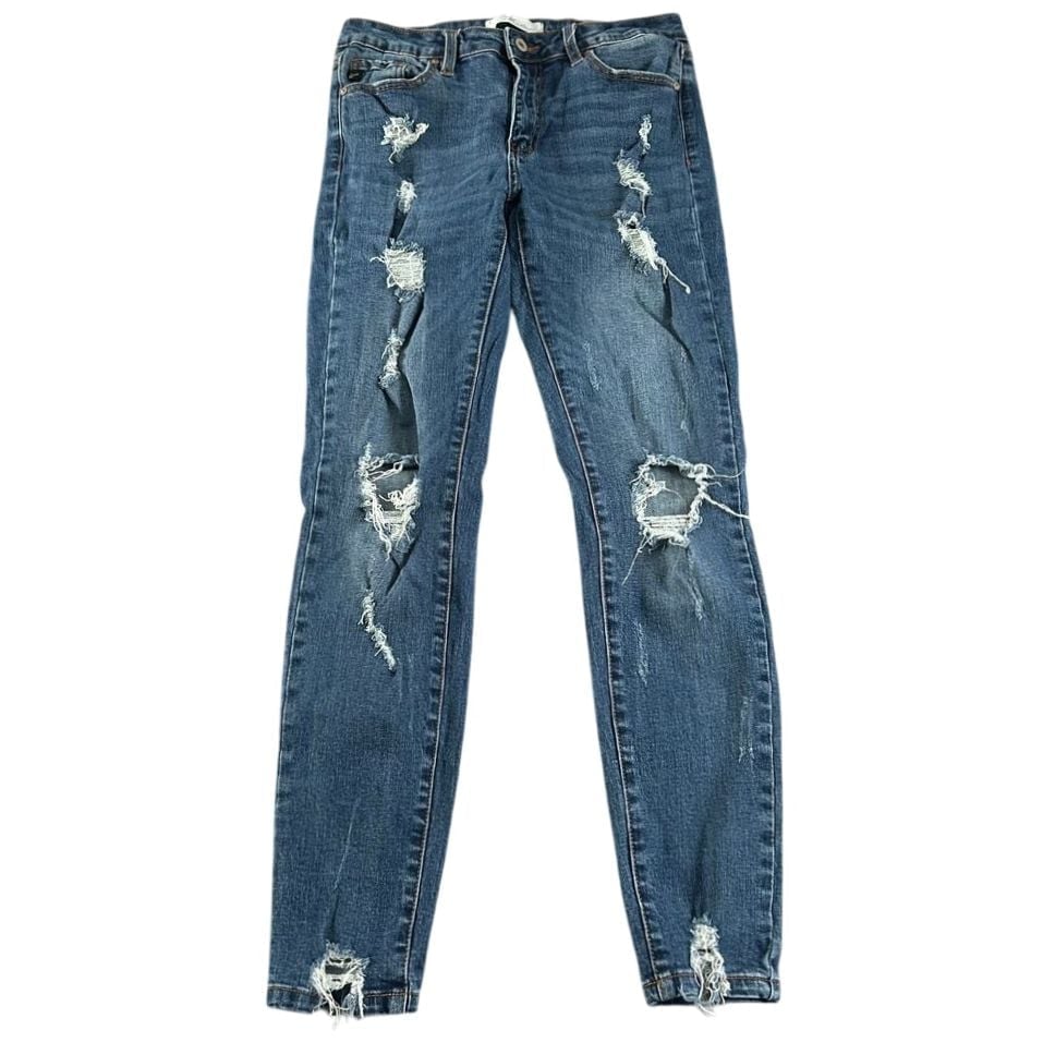 KanCan Skinny Jeans Women's Size 9/28 Blue Denim Distressed Ripped Pants