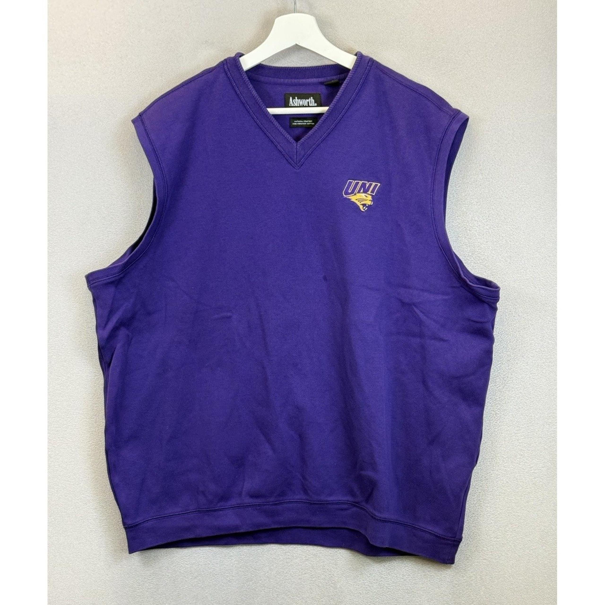 Ashworth Iowa Panthers Men's 2XL V-Neck Sleeveless Purple Pullover Sweater Vest