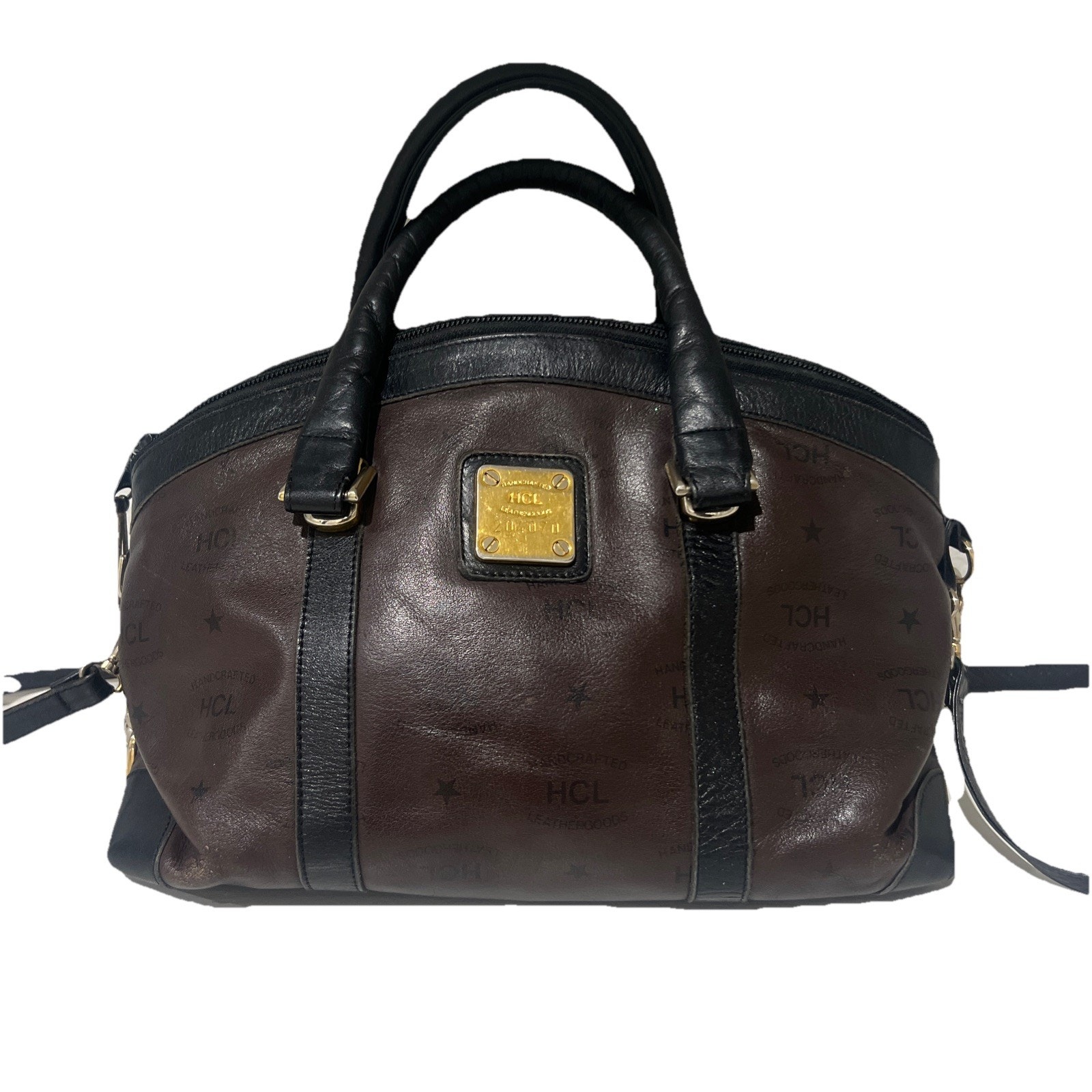 Vintage HCL Leather Goods Brown/Black Signature Leather Satchel Bag