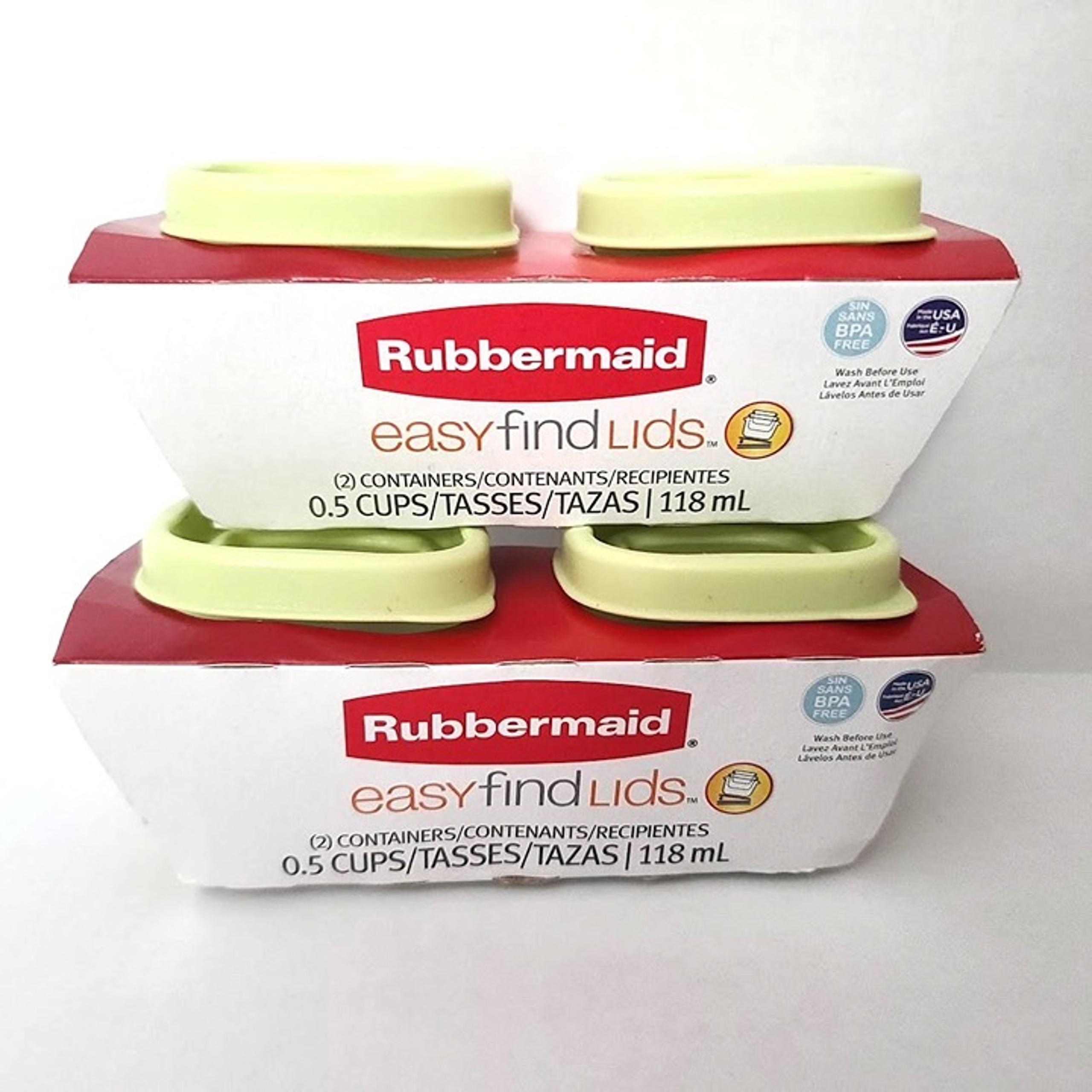 Rubbermaid Easy Find Lids Food Storage Containers 0.5 Cups Green 4 Pieces NEW