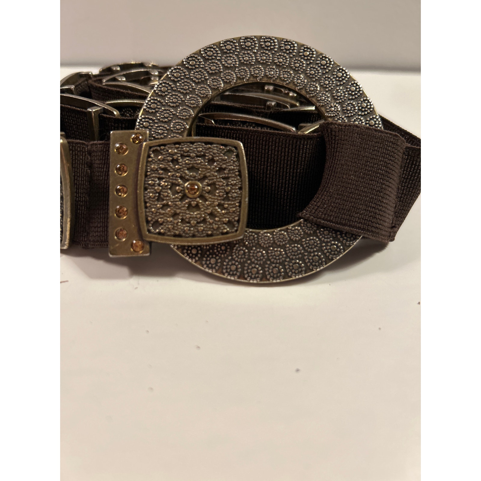 Vintage Elastic Wraparound belt Adjustable Brown and Bronze