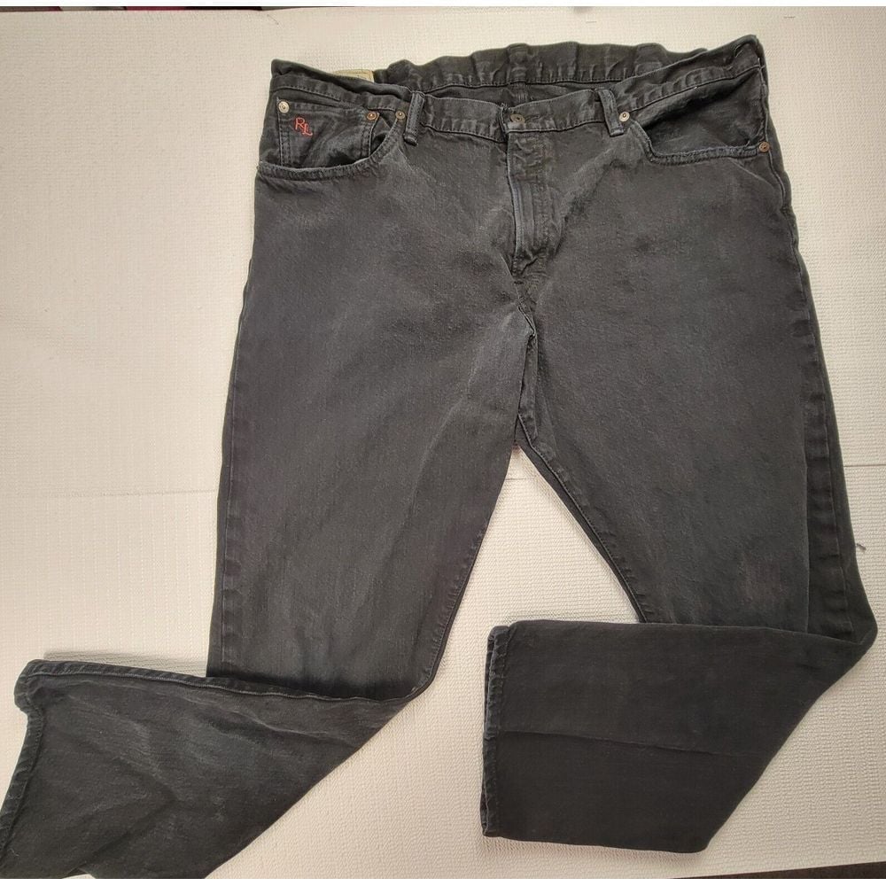 Polo Ralph Lauren Men Jeans Black Authentic Dungarees Hampton Straight Sz 40x30