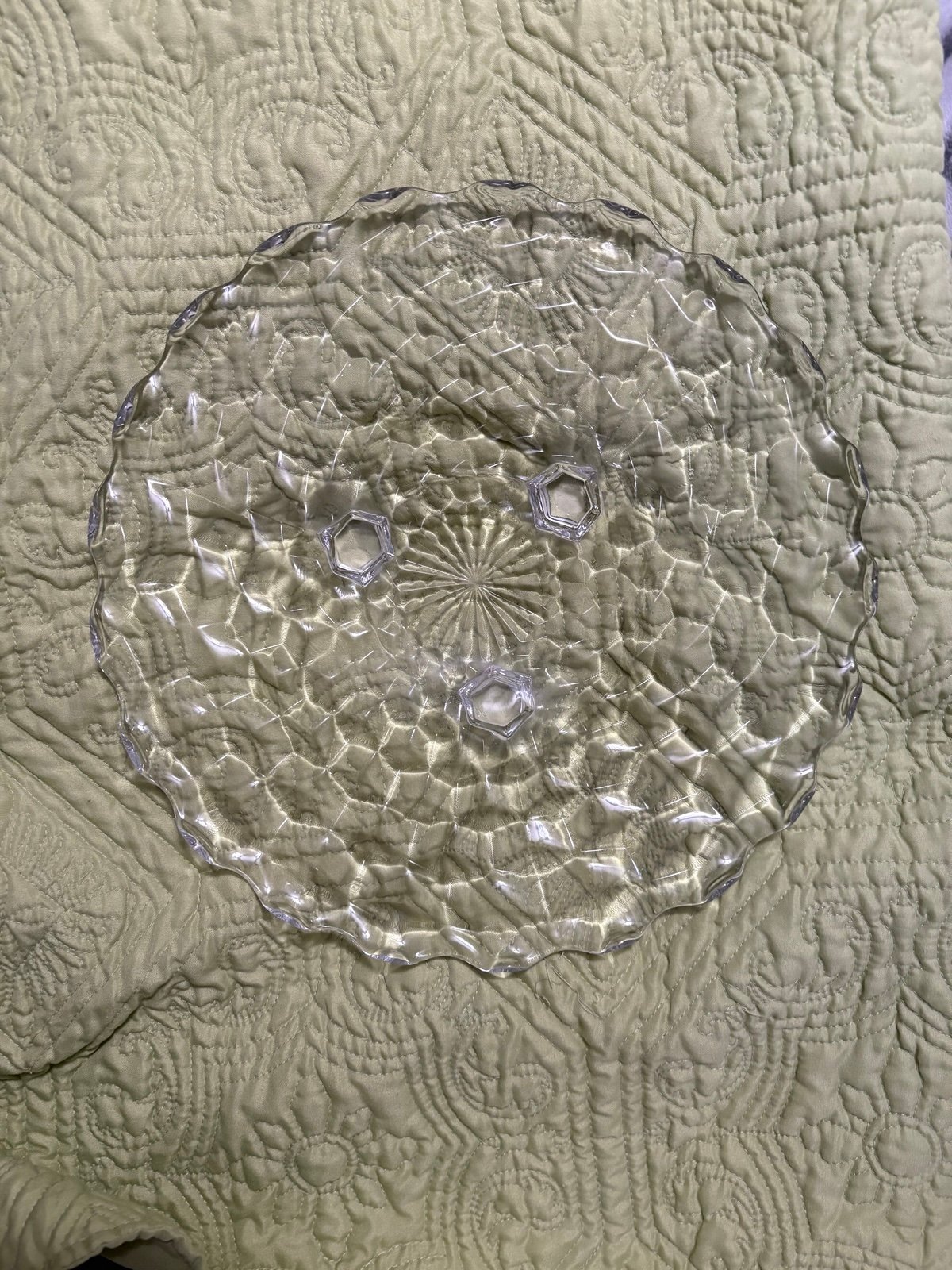 Beautiful Vintage Fostoria American Clear Cube 12 Footed Cake Plate EUC