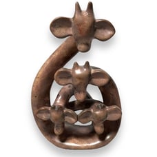 Vintage African Giraffe Family Abstract Sculpture Carved Stone Heavy 10.5 Tall