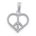 Peace & Love Clear CZ Sterling Silver Pendant New