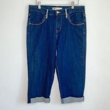 Levi’s 515 Cuffed Capri Dark Wash With Contrasting Belt Loops Size 8