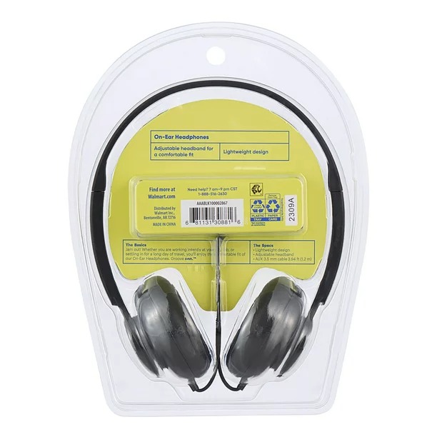 Wired On-Ear Headphones - Black