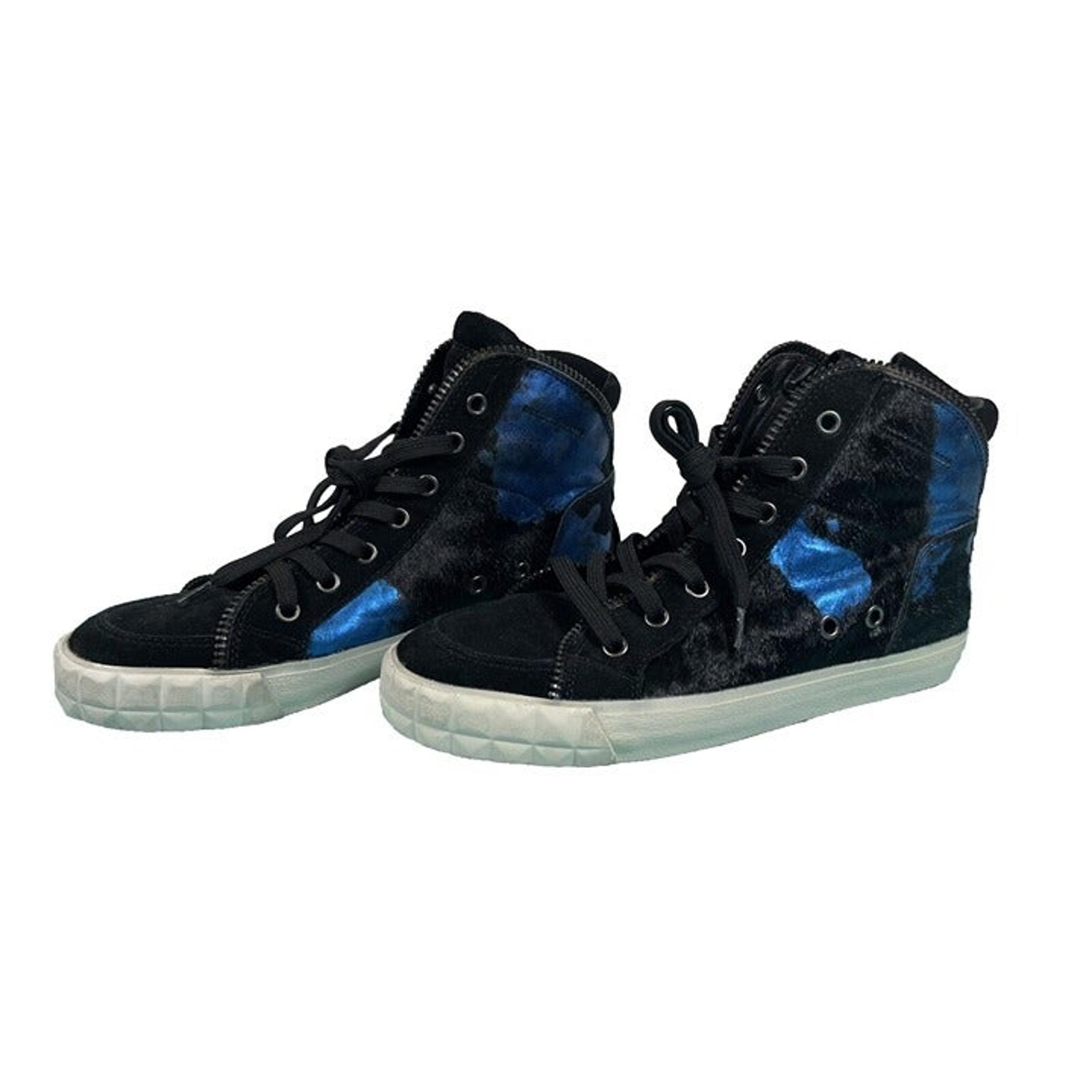 ASH limited Black Leather high heeled sneakers shoes Hi Top Ankle Boots