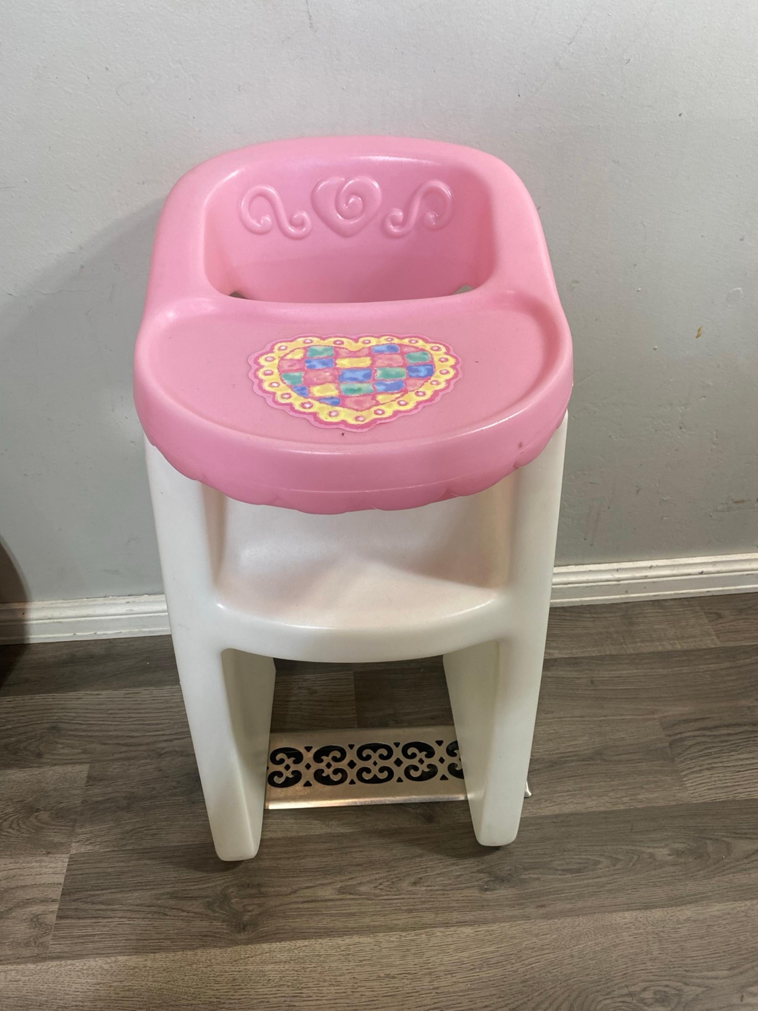 Vintage 24" LITTLE TIKES Pink Plastic Baby Doll Size Highchair High Chair