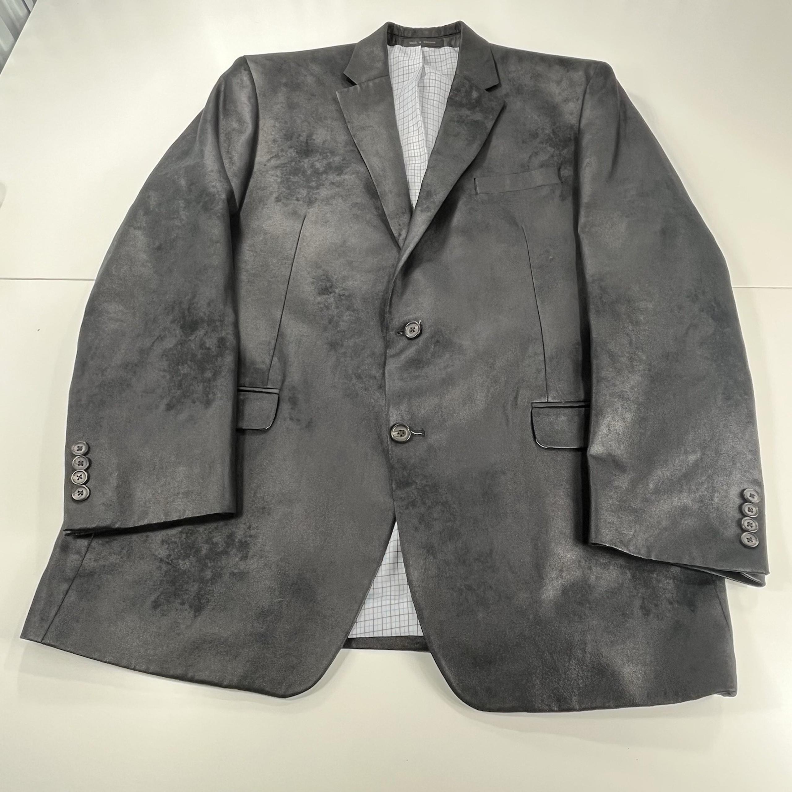 Lauren Ralph Lauren Suede Blazer Sport Coat Mens 46L Black 2 Button Polyester