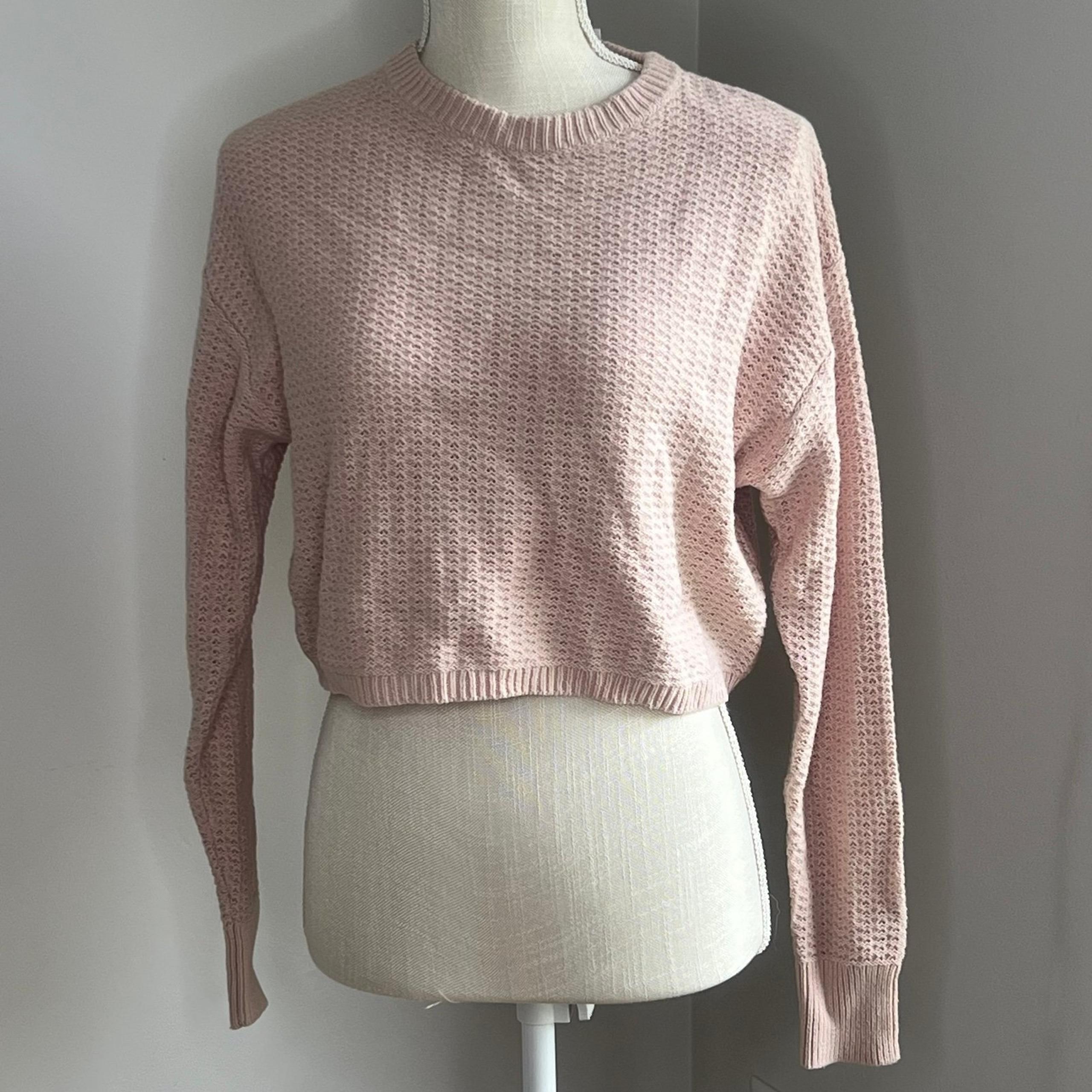 ABOUND Pink Smoke Women's Crew Neck Pullover Crop Sweater Size Small