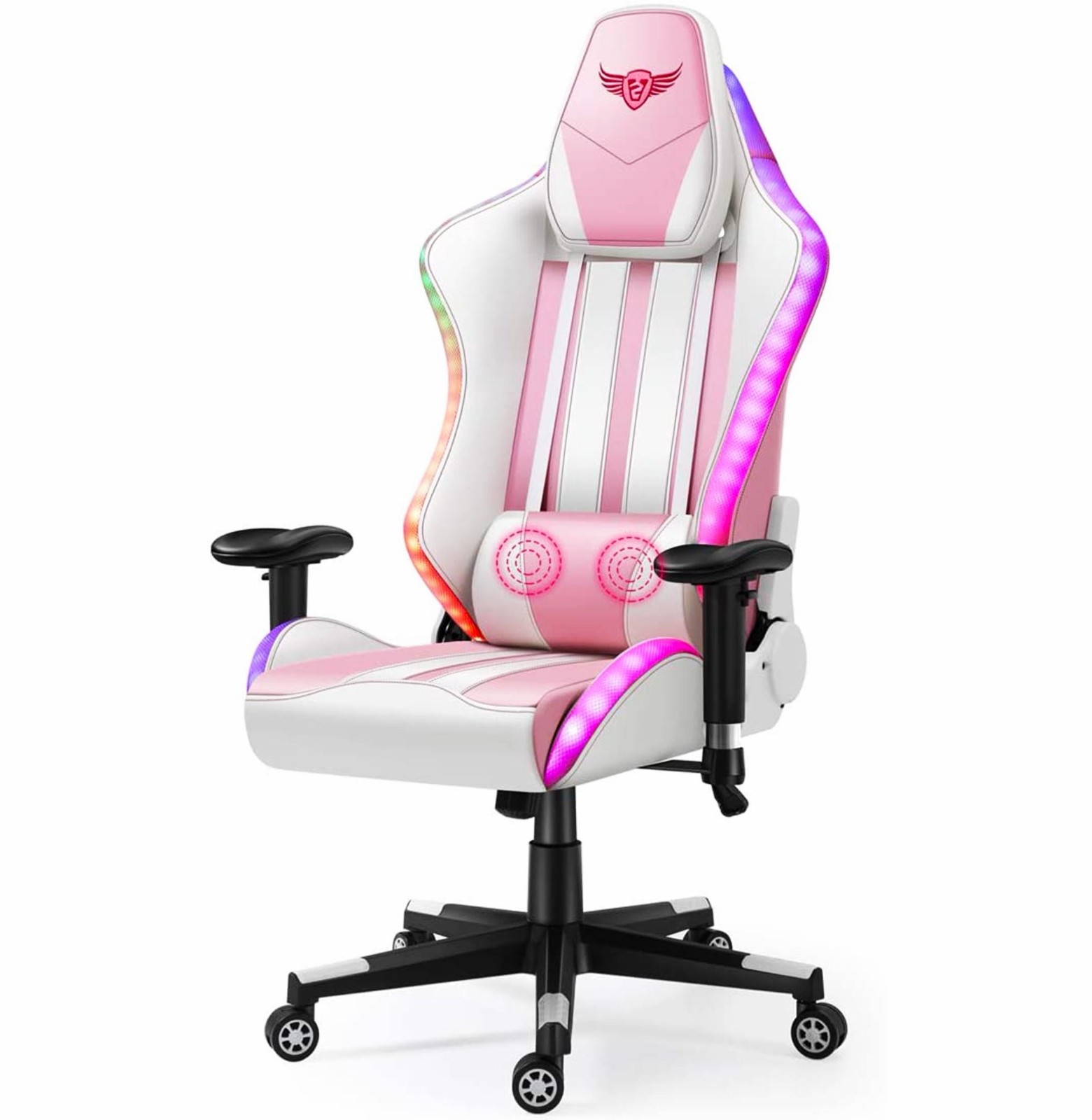 Pink Gaming Chairs DIFEISI Computer Chair with LED Light Desk Chair,Gaming Chair
