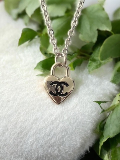 Authentic Designer Upcycled Silver Heart Charm Necklace