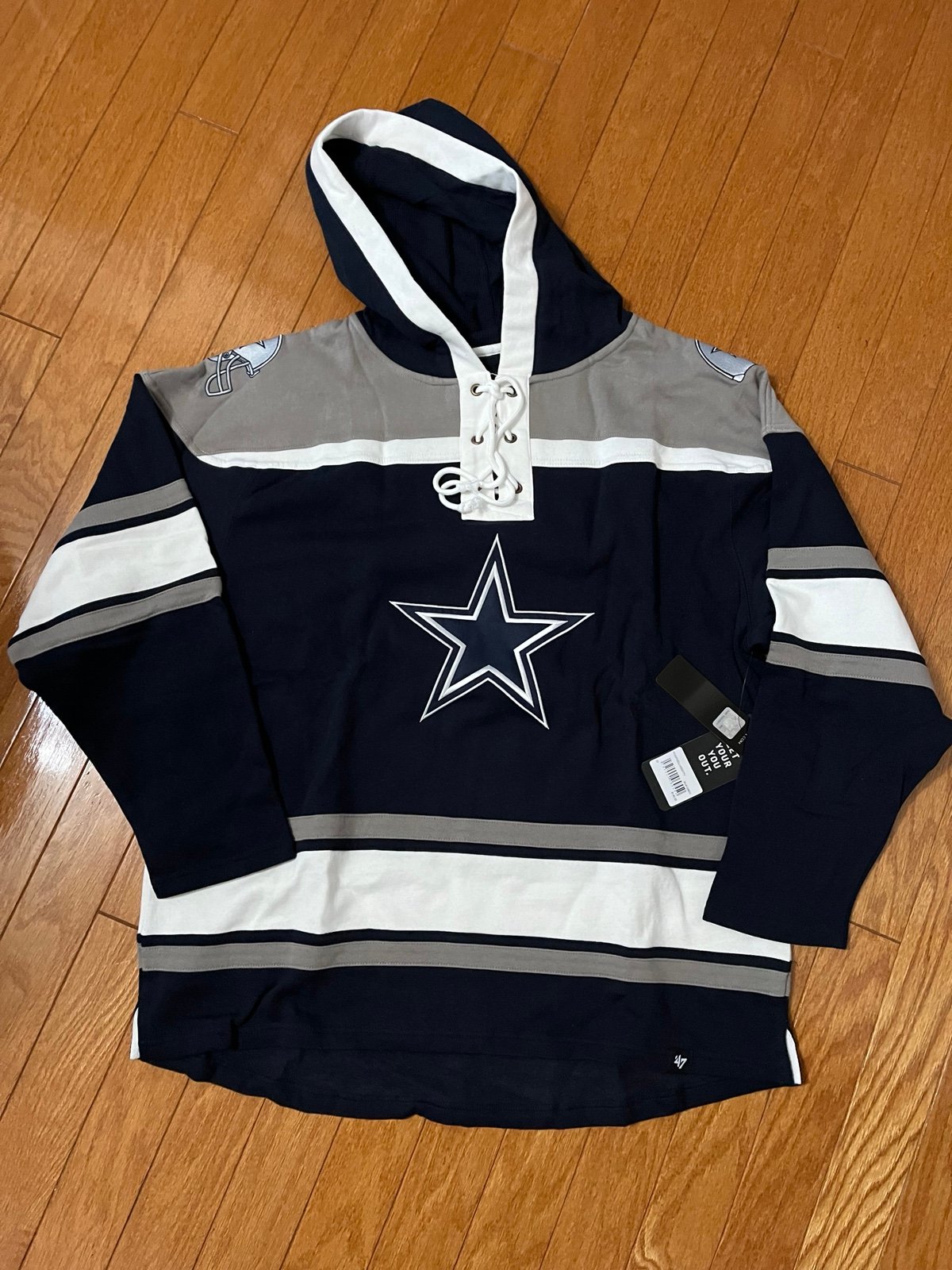 NWT 47 Brand Dallas Cowboys Sweatshirt Mens Lacer Hoodie Blue NFL 2XL $140