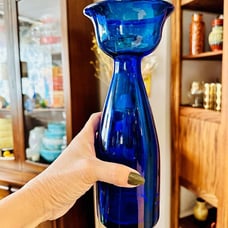 Blenko 2130L VTG Handblown Cobalt Blue Glass Candleholder/Vase