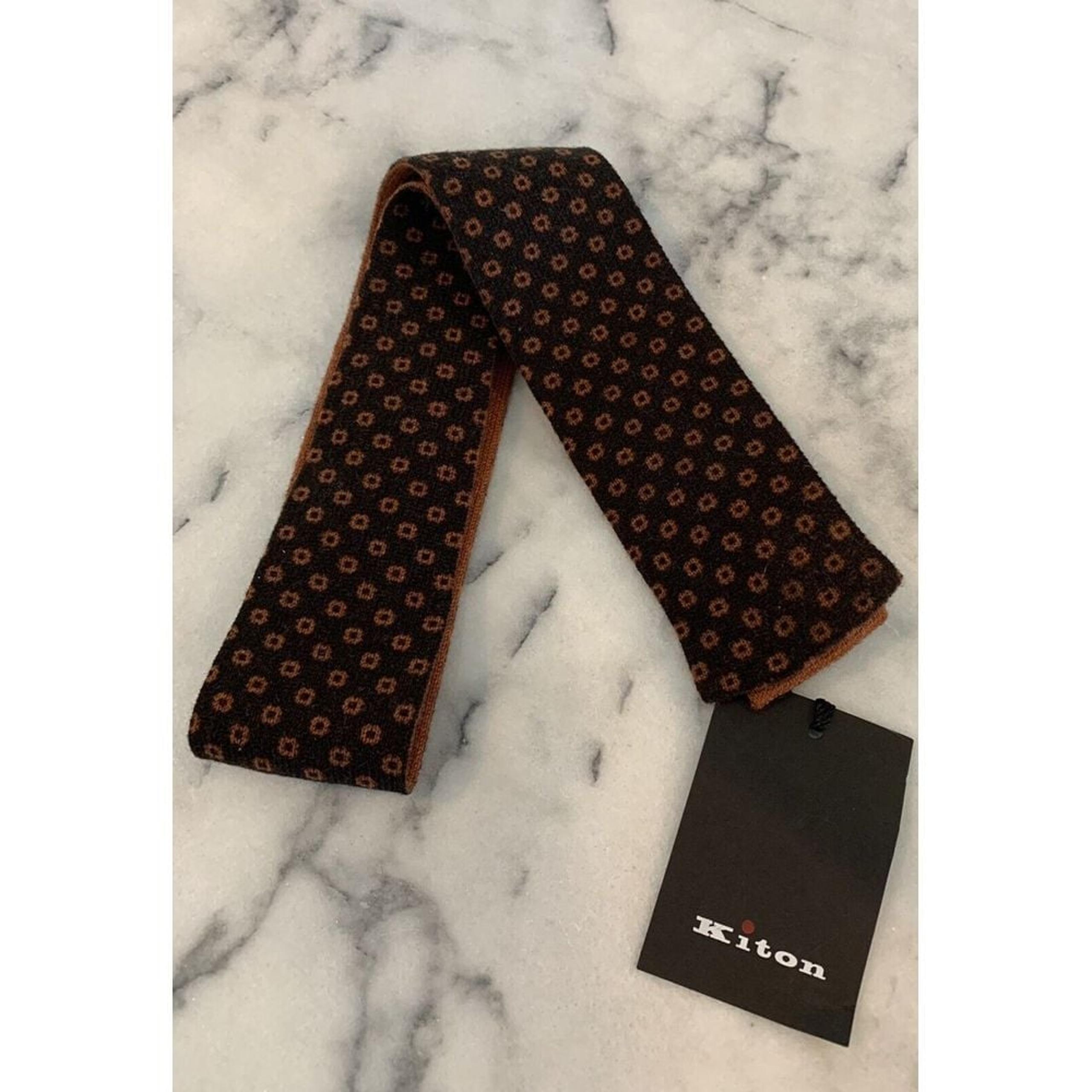 Kiton 100% Cashmere Brand New Geometric Foulard Square End Tie Extra Long XL 63"
