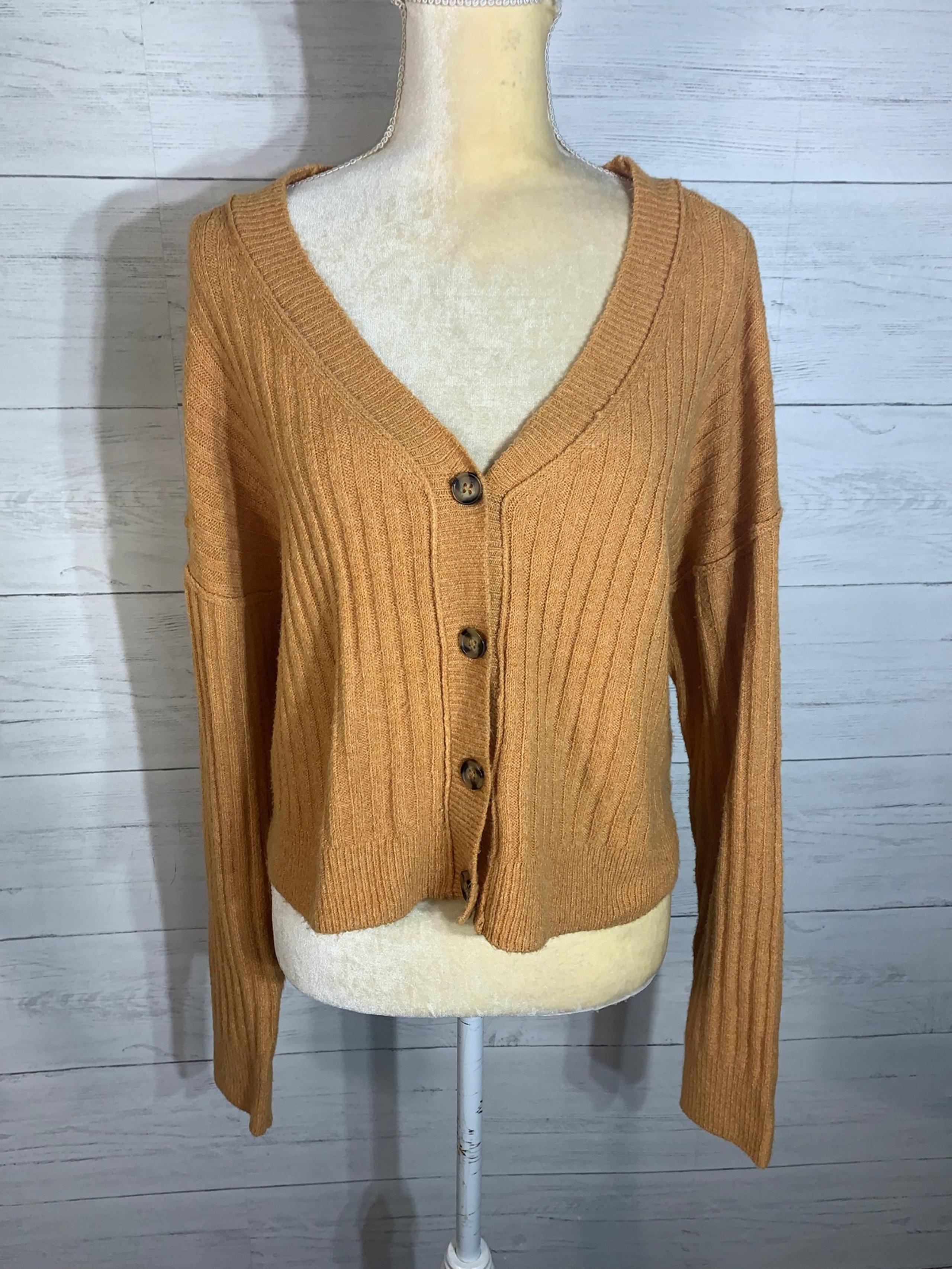 Freshman 1996 cropped yellow cardigan sweater button front size L