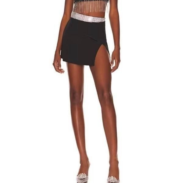 Superdown Women’s Ryan Studded Mini Skirt in Black Sz S