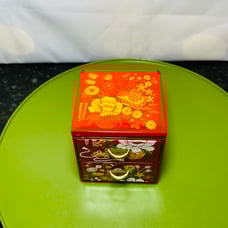 Vintage Japanese Plastic Red Lacquer Mini Chest of Drawers Vanity Box w Mirror