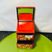 Vintage Japanese Plastic Red Lacquer Mini Chest of Drawers Vanity Box w Mirror
