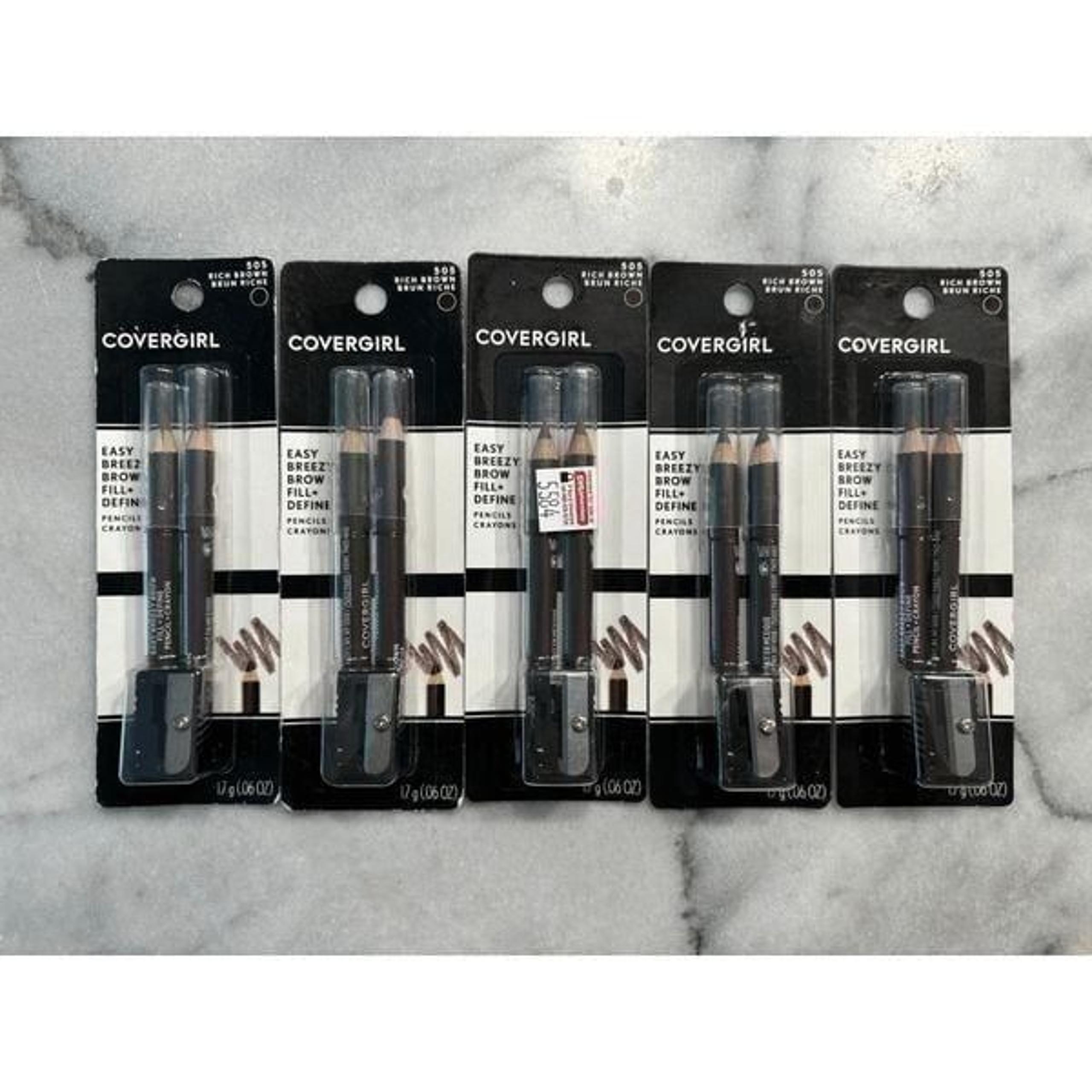 Covergirl Easy Breezy Brow Pencils in 505 Rich Brown Lot of 5