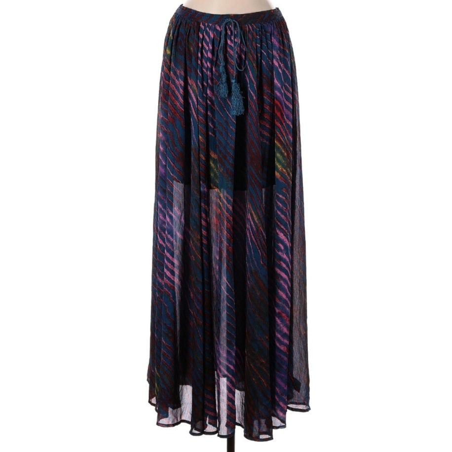 Free People True To You Animal Zebra Tiger Rainbow Print Maxi Skirt