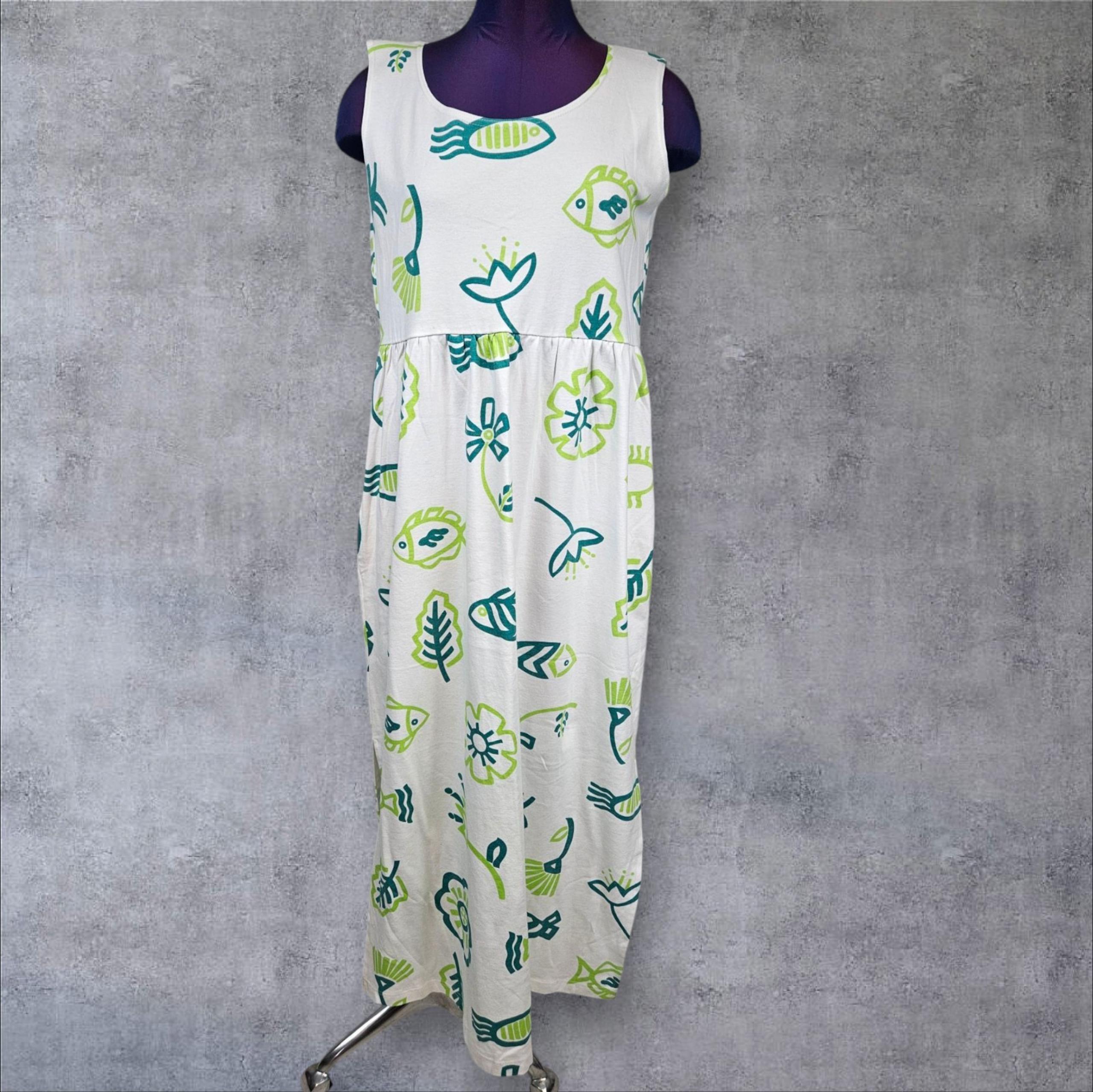 Vintage Diane Von Furstenberg Tropical Floral Fish Print Maxi Dress Medium N6