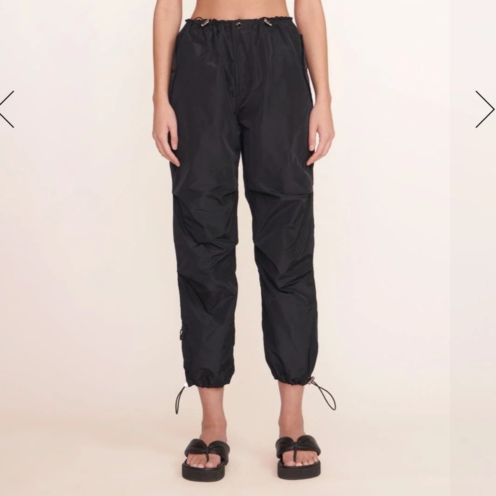 Staud Bryson black taffeta jogger pants size Small