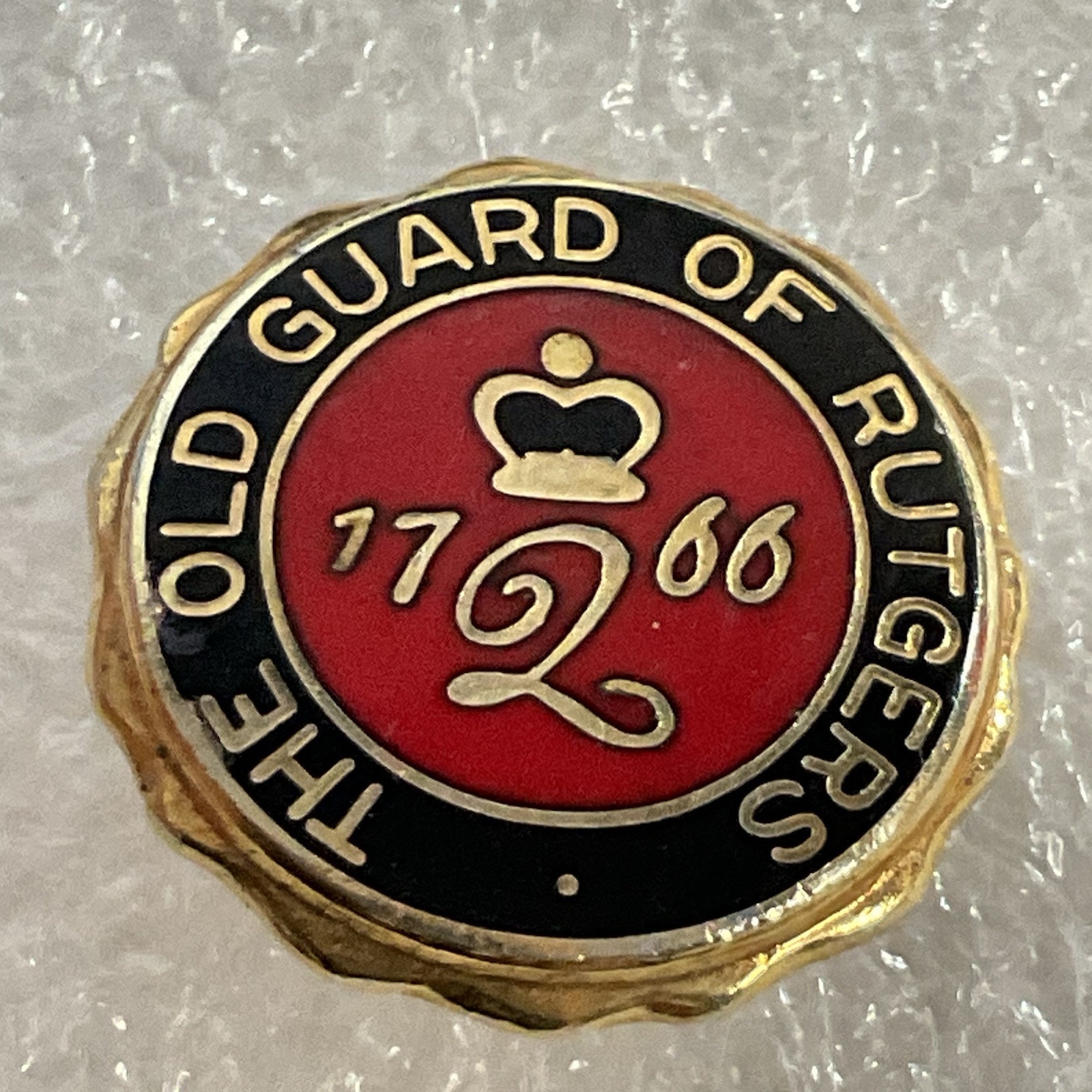 The Old Guard Of Rutgers 1766 Queens College University Gold 5/8” Pin Vintage