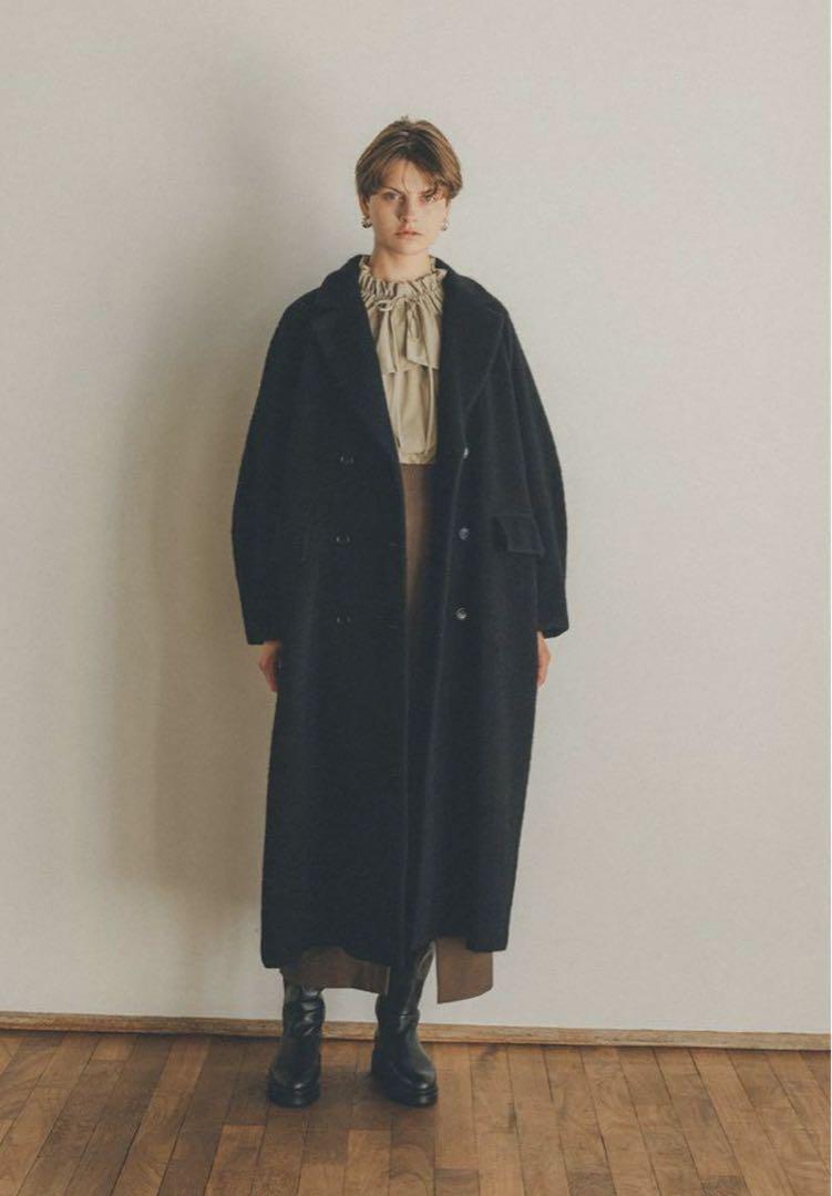 CLANE DOUBLE WOOL LONG COAT - BLACK