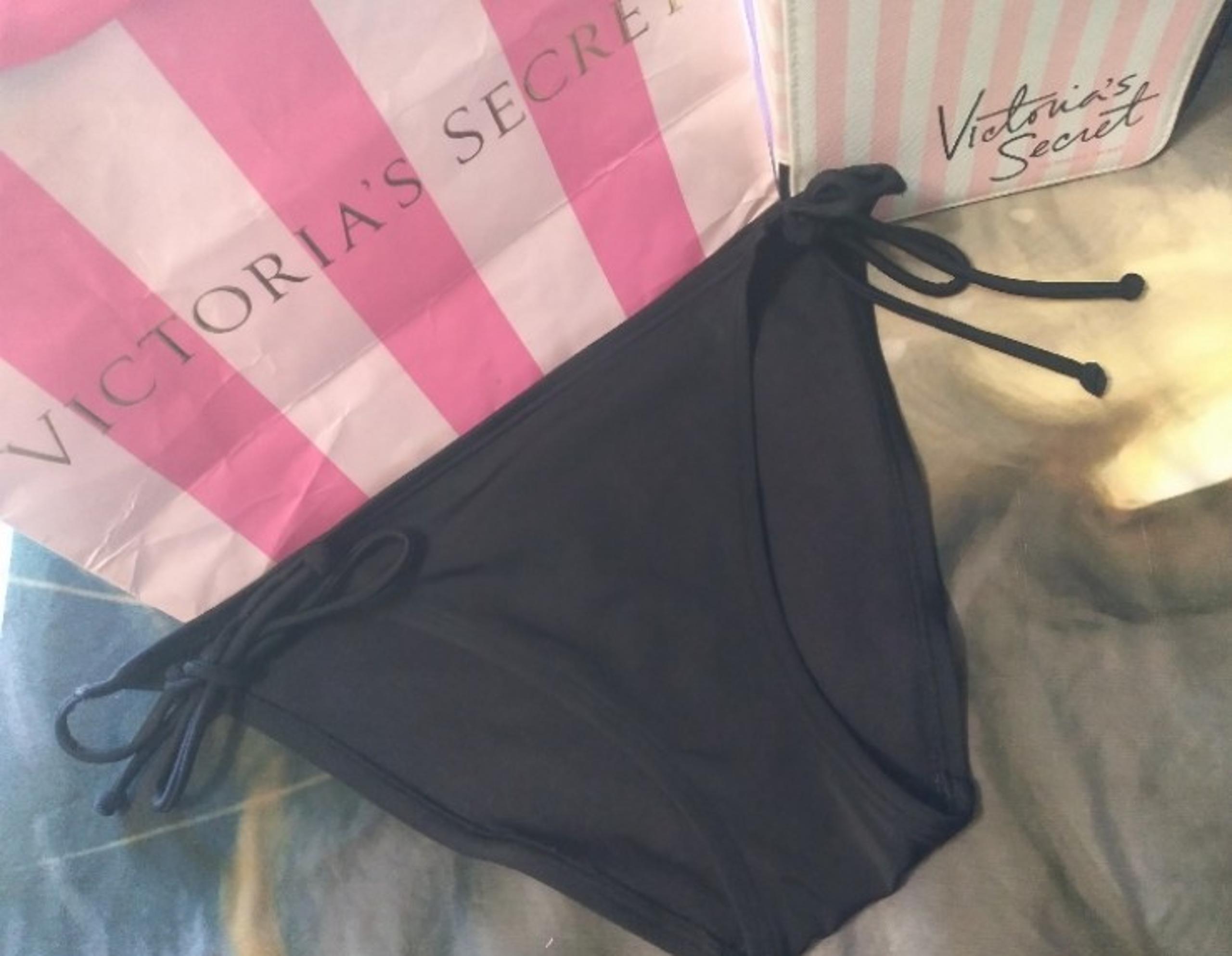 Vintage Victoria's Secret Bikini Bottom Small Black Tie Sides VS Swim VS 2000s