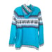 Womens Size Large Inti Alpaca Electric Blue Wool Knit Hooded Full Zip Jacket