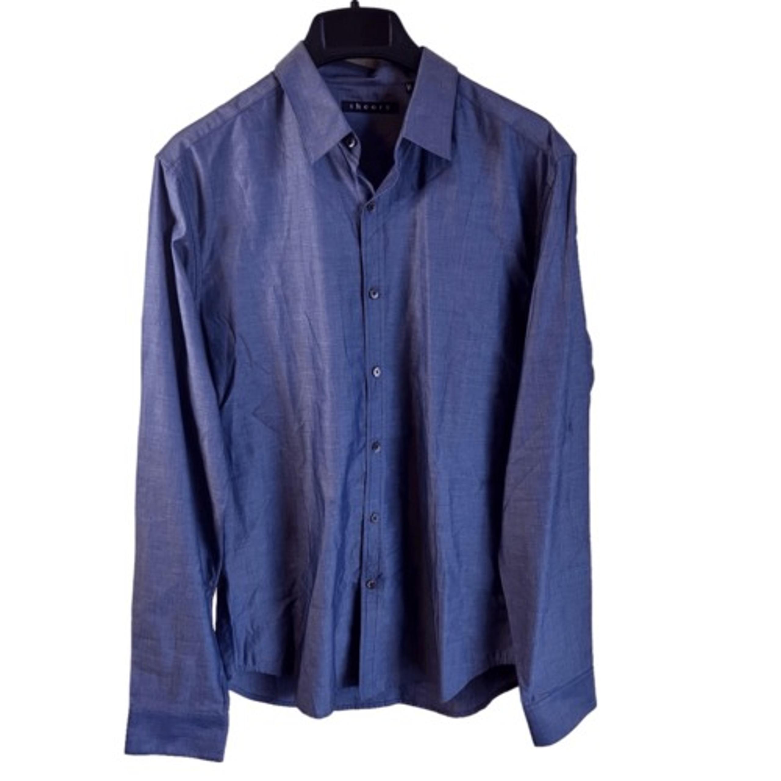 Theory Mens Button Down Dress Shirt Cotton Size Medium Career Business Wear Blue