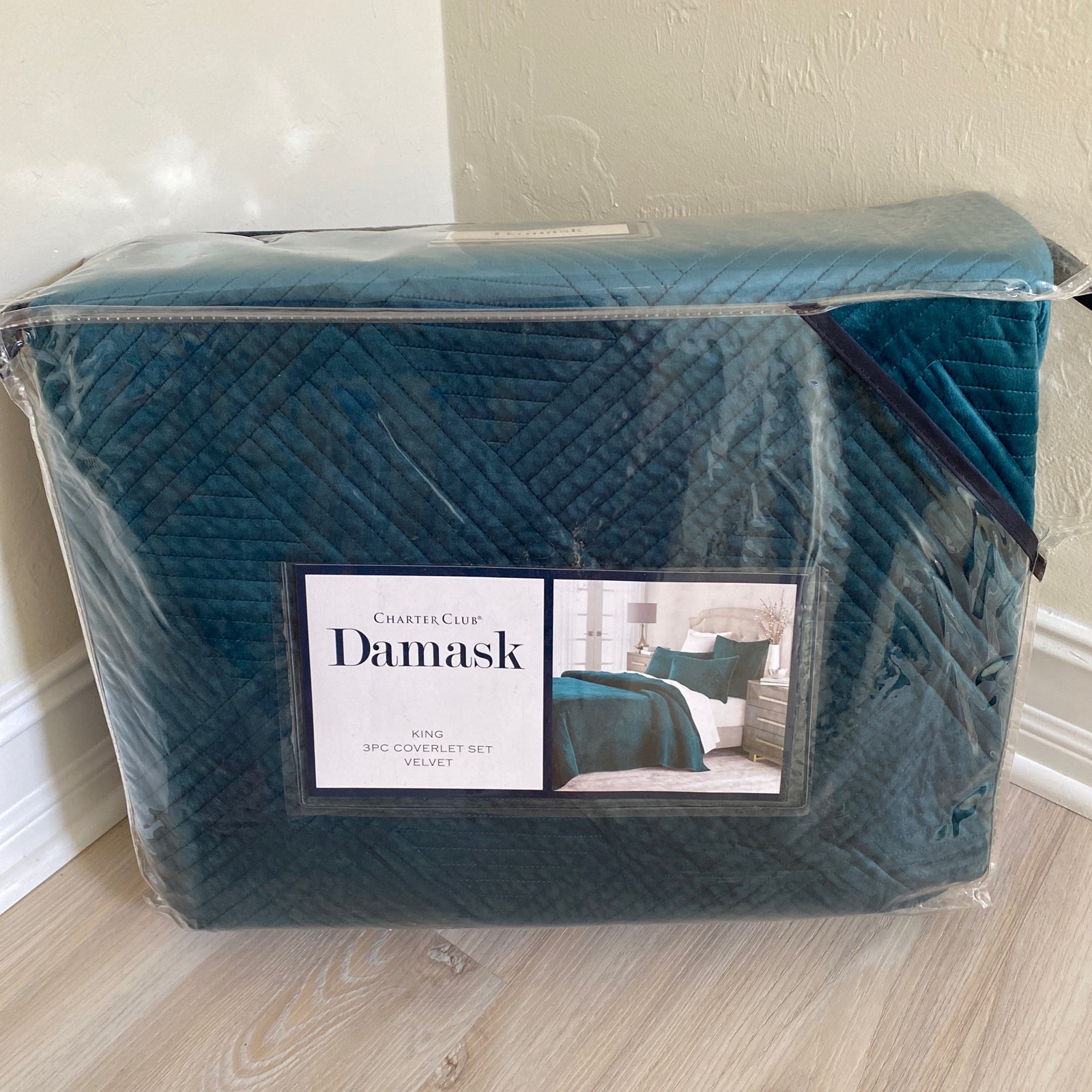 Charter Club Damask Velvet 3 Piece Queen Coverlet Set Gray Retail 300