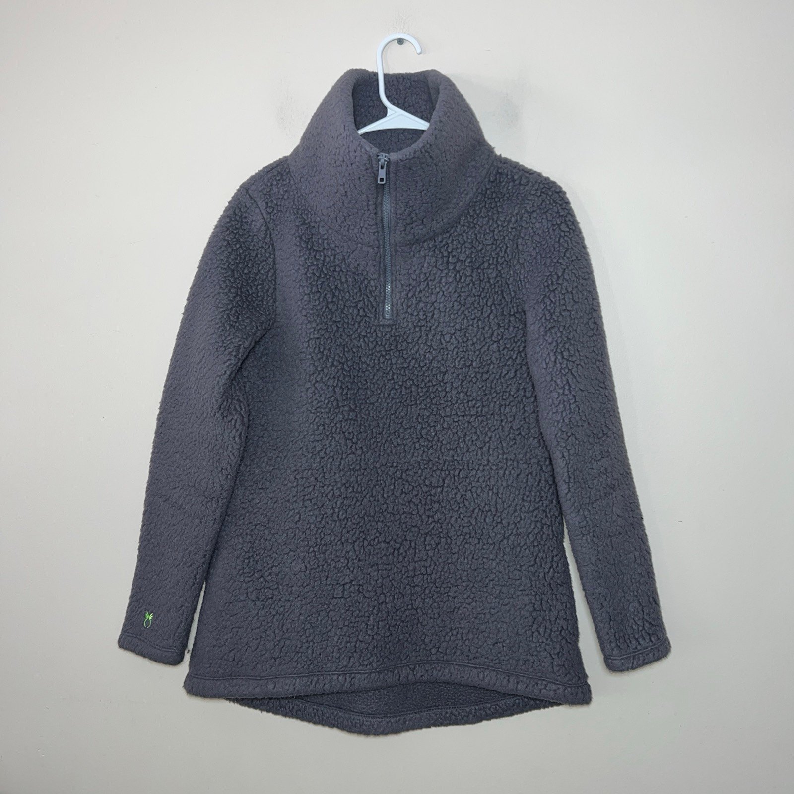Dudley Stephens Thick Sherpa Fleece Quarter Zip Pullover Sweatshirt Gray Size XS