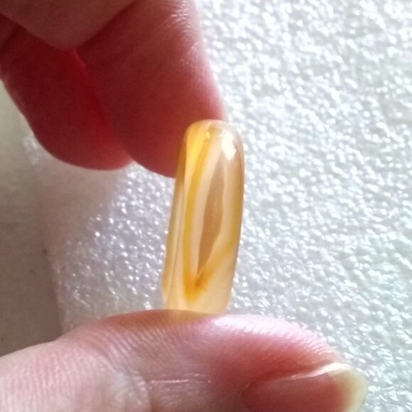 Honey Apricot Stone Band ~ Banded Agate Stone Ring Size 6.5 ~ Promise Ring