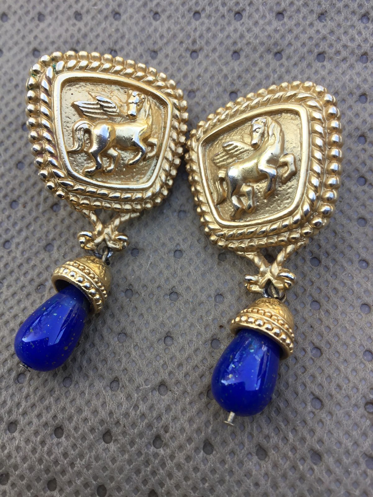 Elizabeth Taylor for Avon clip on earrings with pegasus