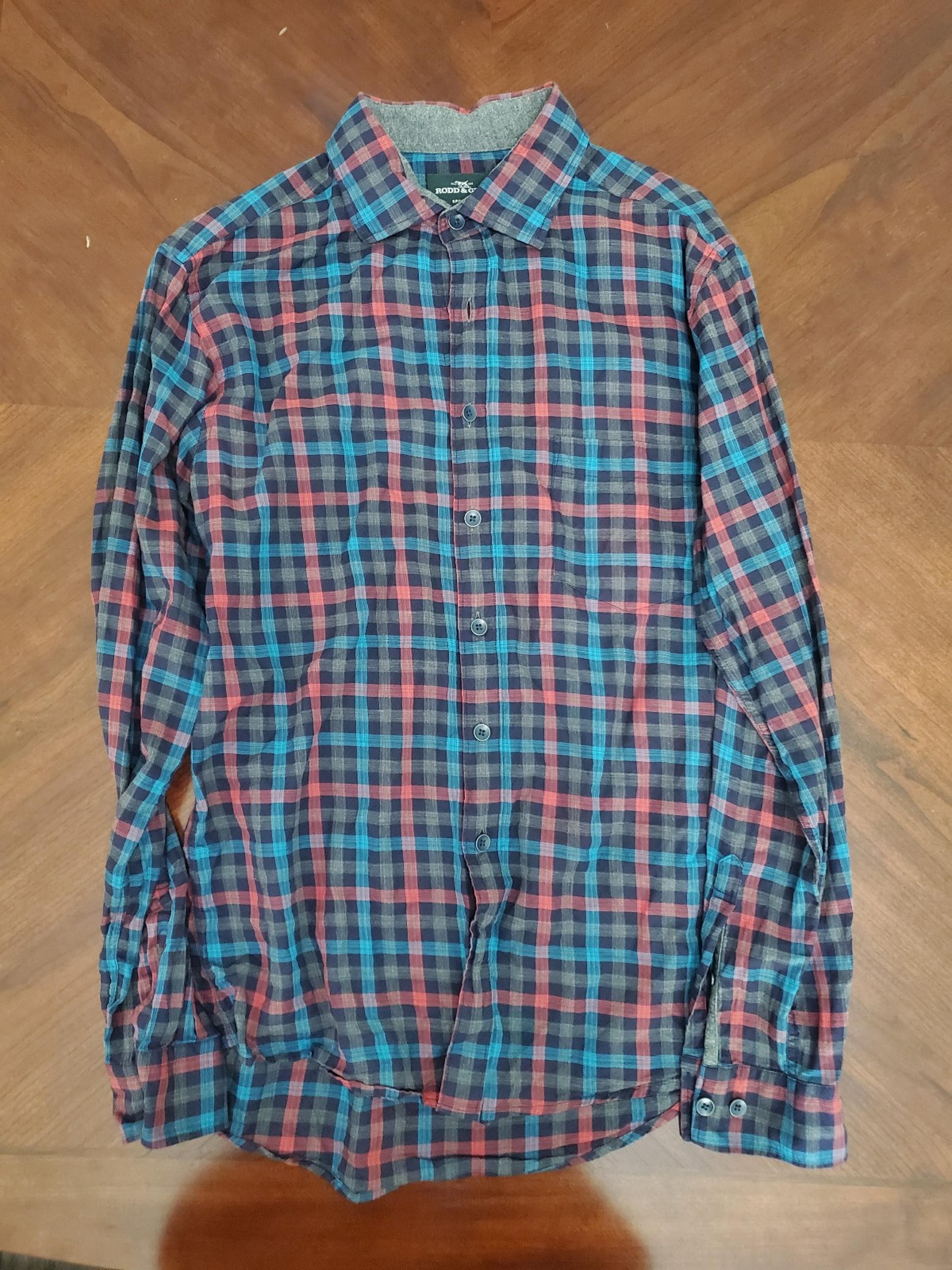 Rodd &Gunn Men's Button Down Shirt Plaid Stanaway Bordeaux Size M