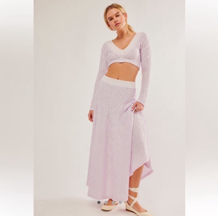 NWT Free People Oakley Skirt Set orchid ice white