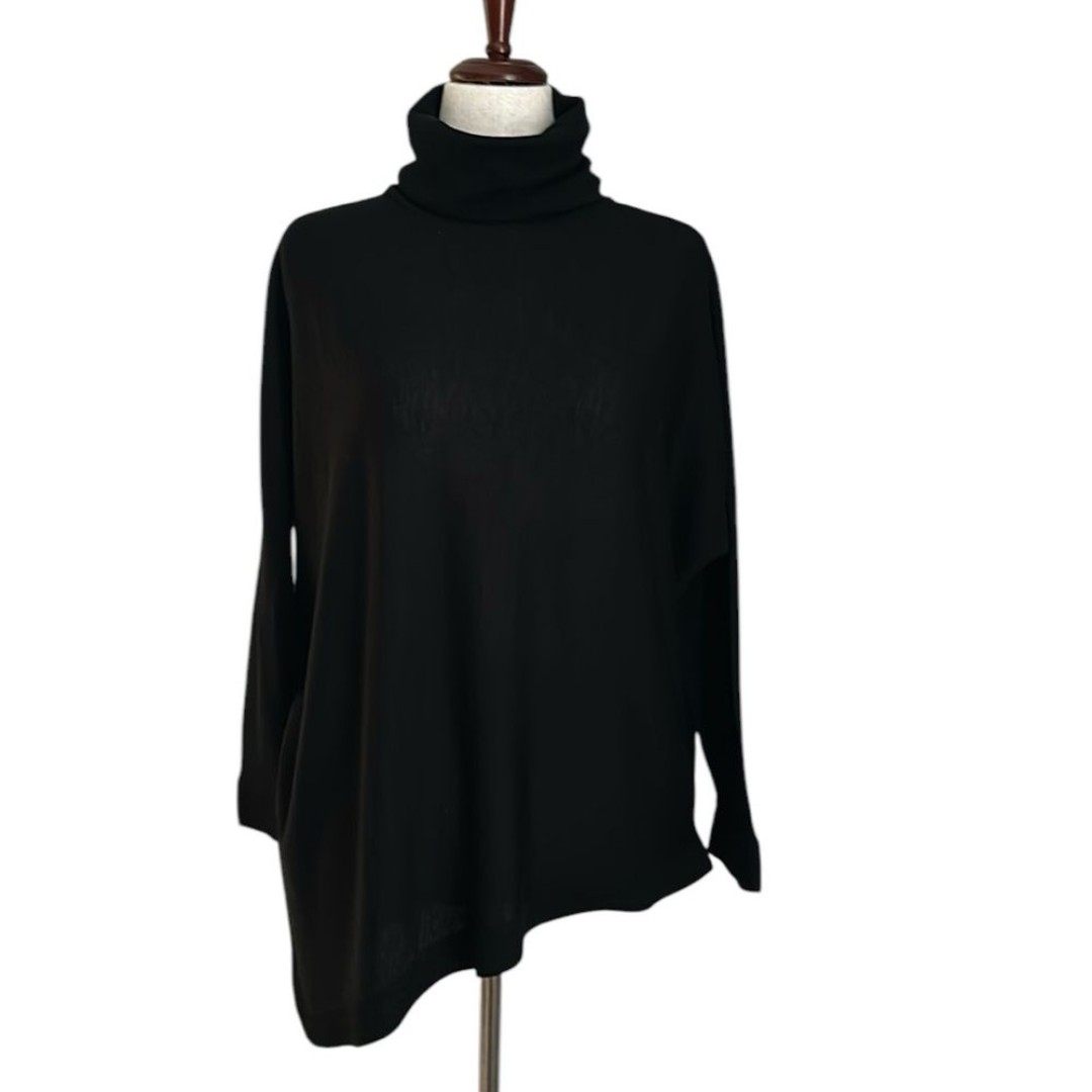 EILEEN FISHER Italian Merino Wool Turtleneck Neck Asymmetrical Knit Sweater S