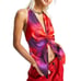 OSOS Design Shirt Womens 0 Halter Cami Top Ruched Front Tie Dye Smudge Print