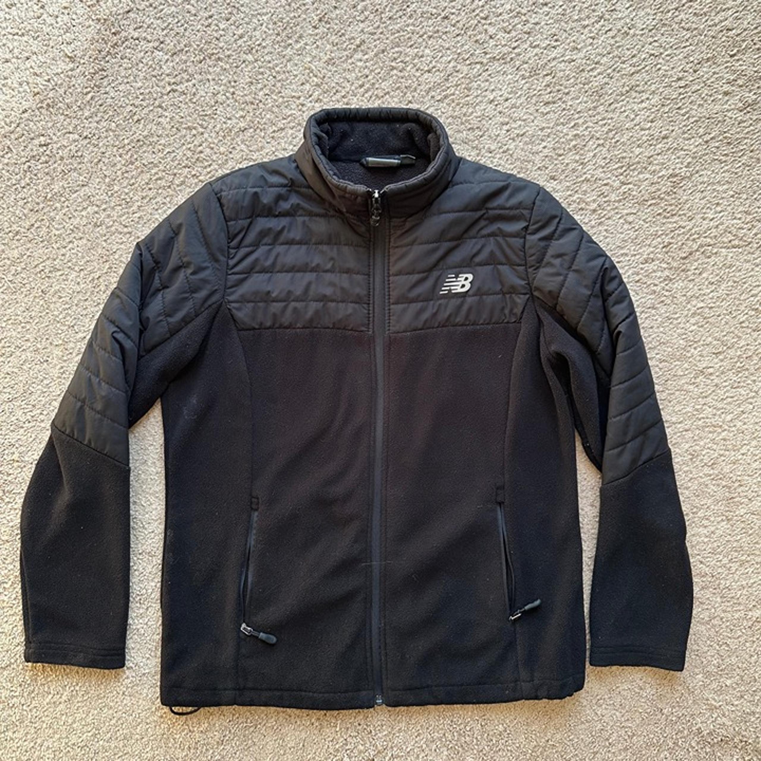 Jacket Womens Medium Fleece Full Zip Mock Neck Black Pockets - New Balance