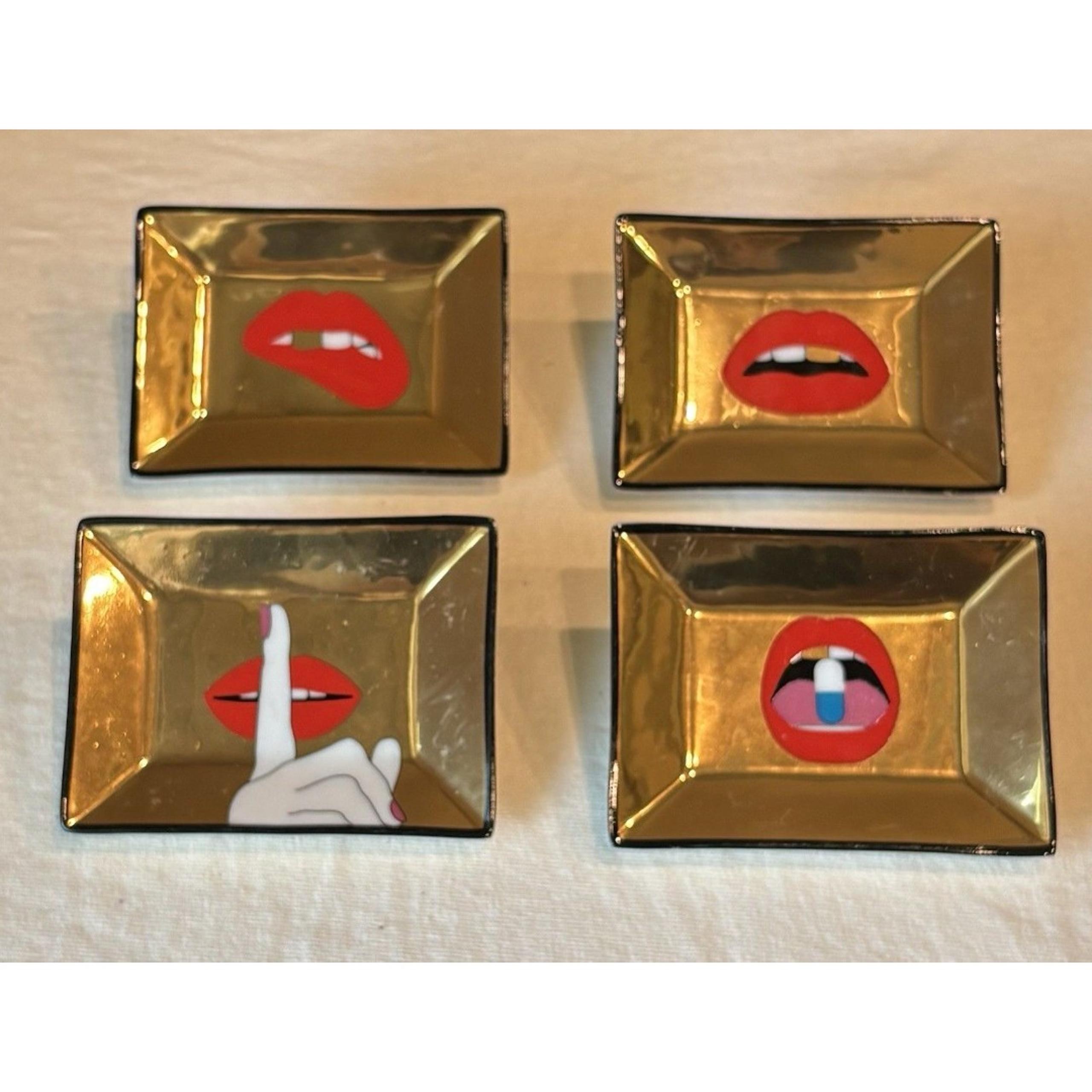 Jonathan Adler Full Dose Petite Trays Set Of 4 Designer Decorative Art Deco